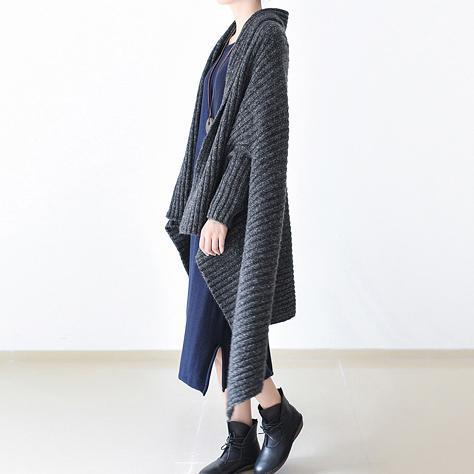 2021 winter gray knit sweater woolen cardigans plus size cape warm coats