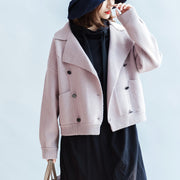 2021 winter pink short woolen jackets oversized woolen coats