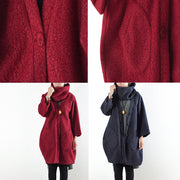2021 Winter rote Wollmäntel übergroße Frau Winter Outwear Originaldesign