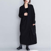 2019 Fashion Vintage Loose Red And Black Wool Maxi Dresses For Women - SooLinen