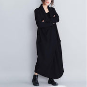 2019 Fashion Vintage Loose Red And Black Wool Maxi Dresses For Women - SooLinen