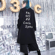 2019 black Winter coat plus size Notched Winter coat boutique pockets baggy coat - SooLinen