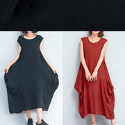 2024 black natural cotton polyester dress oversize sleeveless traveling dress Elegant kaftans