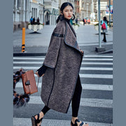 2019 chocolate Wool Coat plus size long coat Fashion Batwing Sleeve maxi coat - SooLinen