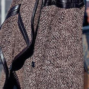 2019 chocolate Wool Coat plus size long coat Fashion Batwing Sleeve maxi coat - SooLinen