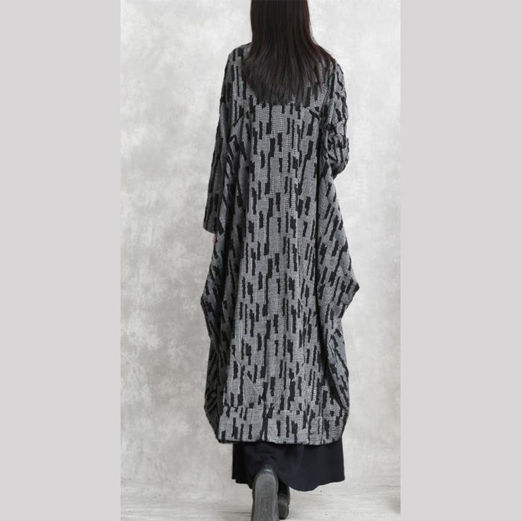 2019 dark gray Coats oversized asymmetric Winter coat Fashion long sleeve patchwork long coats - SooLinen