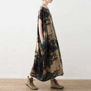 2018 prints chiffon maxi dress oversize o neck chiffon maxi dress Elegant short sleeve maxi dresses - SooLinen