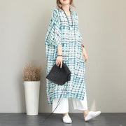 2018 prints linen caftans trendy plus size side open traveling dress boutique batwing sleeve linen caftans - SooLinen