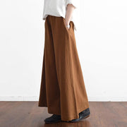 2018 spring casual linen women pants elastic waist loose fashion wide leg pants - SooLinen