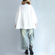 2018 spring white cotton tops plus size cotton shirts women blouses - SooLinen