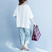 2018 summer front side open cotton pullover oversize short sleeve tops - SooLinen
