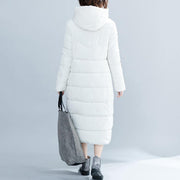 2018 white trendy plus size hooded cotton coat Elegant pockets zippered winter cotton coats - SooLinen