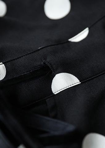 2019 Fine black dotted lapel half sleeve jumpsuit pants - SooLinen