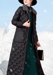 2019 black down coat winter trendy plus size rabbit wool collar winter jacket pockets Elegant winter outwear - SooLinen