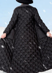 2019 black down coat winter trendy plus size rabbit wool collar winter jacket pockets Elegant winter outwear - SooLinen
