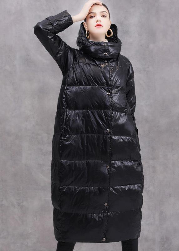2019 black duck down coat oversize hooded down jacket zippered Fine ...