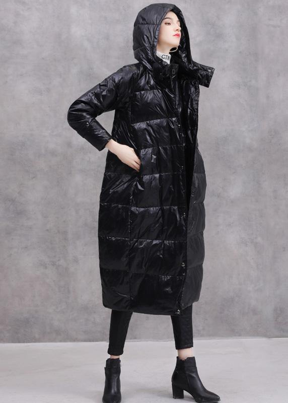 2019 black duck down coat oversize hooded down jacket zippered Fine ...
