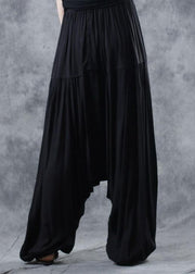 2019 black elastic waist new linen pants loose  Cinched harem pants - SooLinen