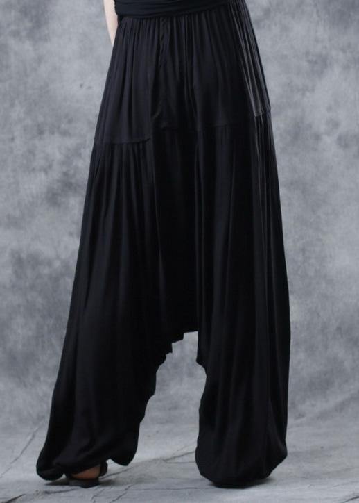 2019 black elastic waist new linen pants loose  Cinched harem pants - SooLinen