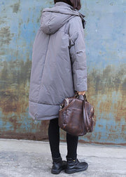 2019 gray casual outfit plus size warm winter coat winter hooded winter outwear - SooLinen