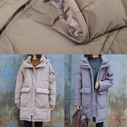 2019 gray casual outfit plus size warm winter coat winter hooded winter outwear - SooLinen
