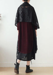2019 new original design cotton drawstring shawl heavy work lace cloak coat - SooLinen