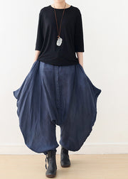 2019 Original Design Schwarze Damenhose aus Baumwolle und Leinen in Übergröße mit weitem Bein