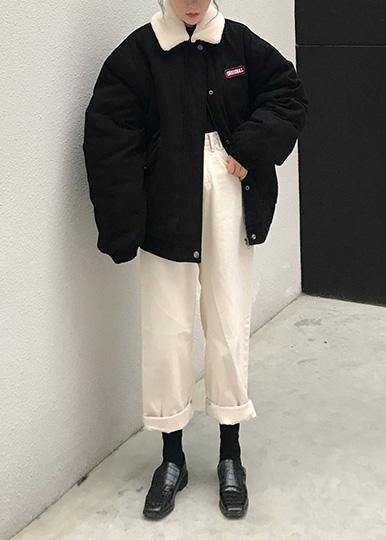 2019 oversize snow jackets winter overcoat black Peter pan Collar women parka - SooLinen