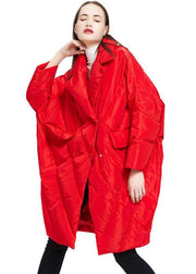 2019 plus size down jacket Notched collar Jackets red cloak down coat winter - SooLinen