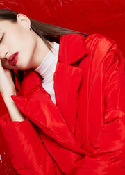 2019 plus size down jacket Notched collar Jackets red cloak down coat winter - SooLinen