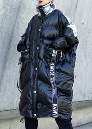 2019 plus size down jacket high neck winter coats black patchwork women parka - SooLinen