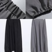 2019 summer new black silk crop pants loose women lantern pants - SooLinen