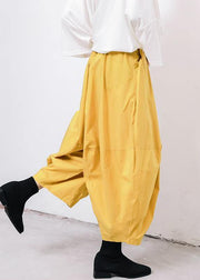 2019 summr yellow women red cotton harem pants - SooLinen