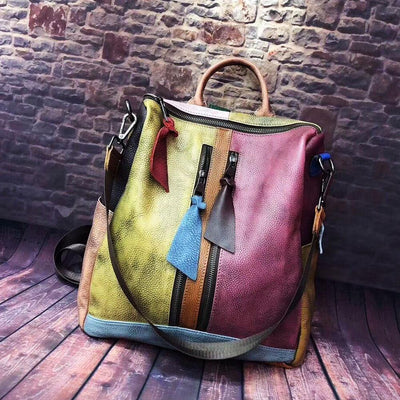 2021 Fashion Retro Handbag Backpack Genuine Leather Female Bag - SooLinen