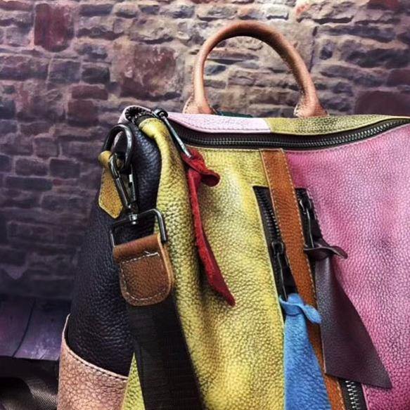 2021 Fashion Retro Handbag Backpack Genuine Leather Female Bag - SooLinen