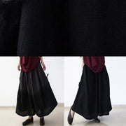 2021 Vintage drawstring pleated oversize gray wide leg pants - SooLinen