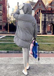 2021 black plaid down jacket woman plus size clothing parka hooded The rabbit wool Elegant coats - SooLinen