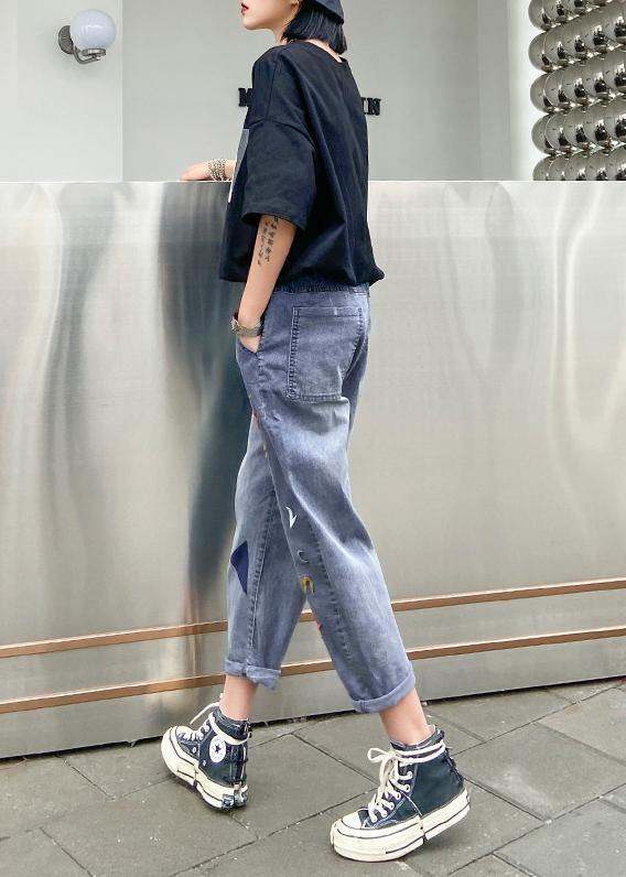 2021 new high waist  thin straight loose large size nine points Harlan casual female pants - SooLinen