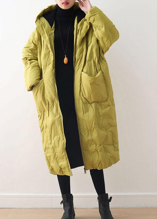 2021 Warm Yellow Down Coat original design literary retro overcoat ...