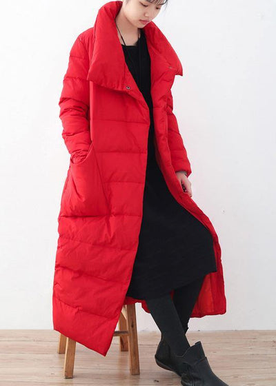 2021trendy plus size women  parka v neck coats red thick warm down coat winter - SooLinen