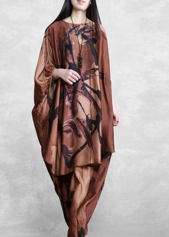 2021 Large Loose Silk Two Piece Suit Women&