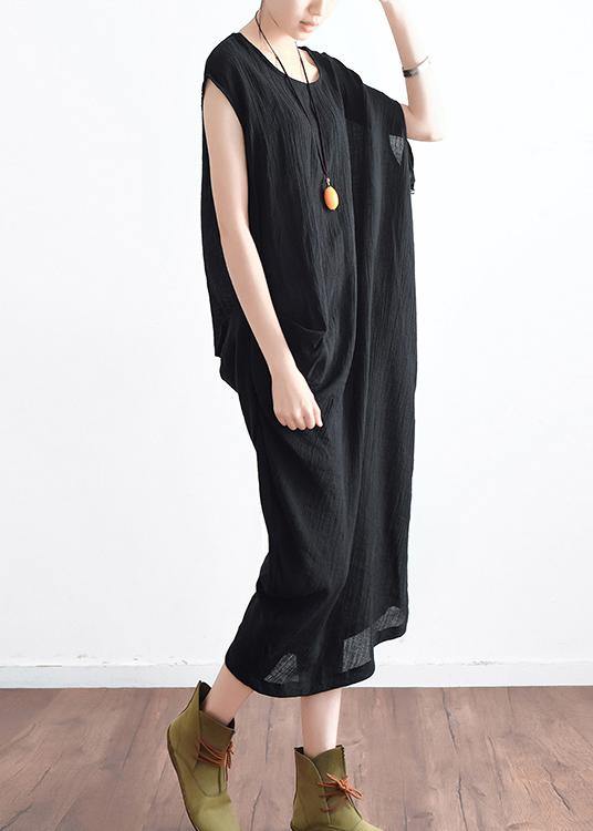 2021 Summer New Cotton Hemp Art Loose Asymmetric Dress - SooLinen
