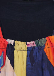 2021 Summer Printed Dress Rayon Irregular Suspender Skirt + Black T-Shirt Two Piece Set - SooLinen