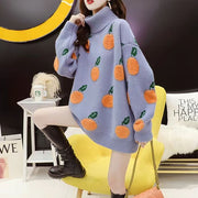 2021 thick warm blue big dotted rabbit wool tops plus size vintage knit sweater