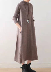 2021 winter Blue long maxi dresses plus size cotton winter dresses warm woolen dress