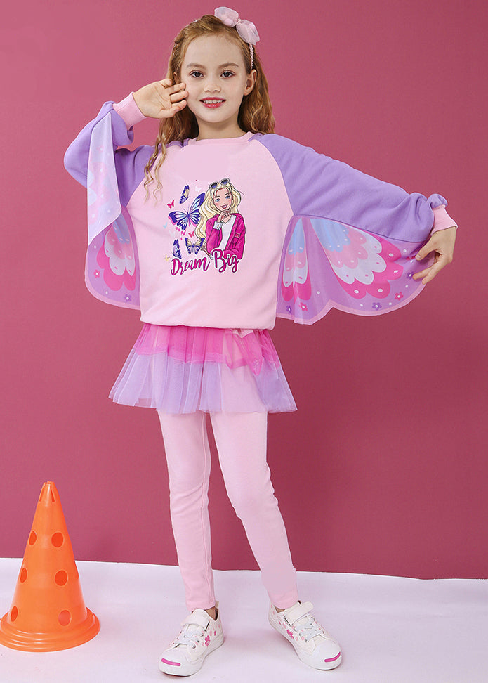 2024 Autumn Cute Princess Butterfly Wings Kids Girls Sports Two Piece Set