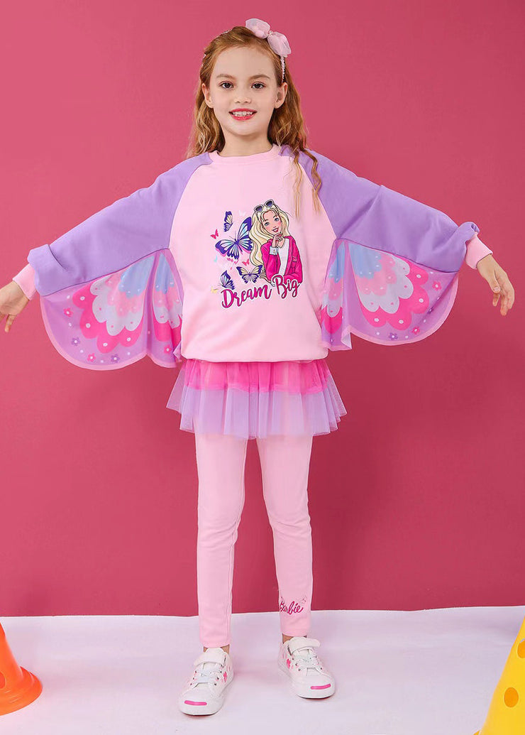 2023 Autumn Cute Princess Butterfly Wings Kids Girls Sports Two Piece Set