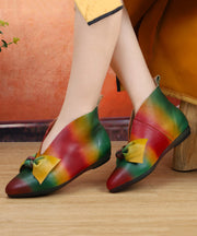 2024 New Soft Flats Colorful Ethnic Style Women Bow Ankle Boots