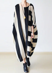 2024 autumn trend stripe baggy dresses silk plus size caftans oversized cotton gown