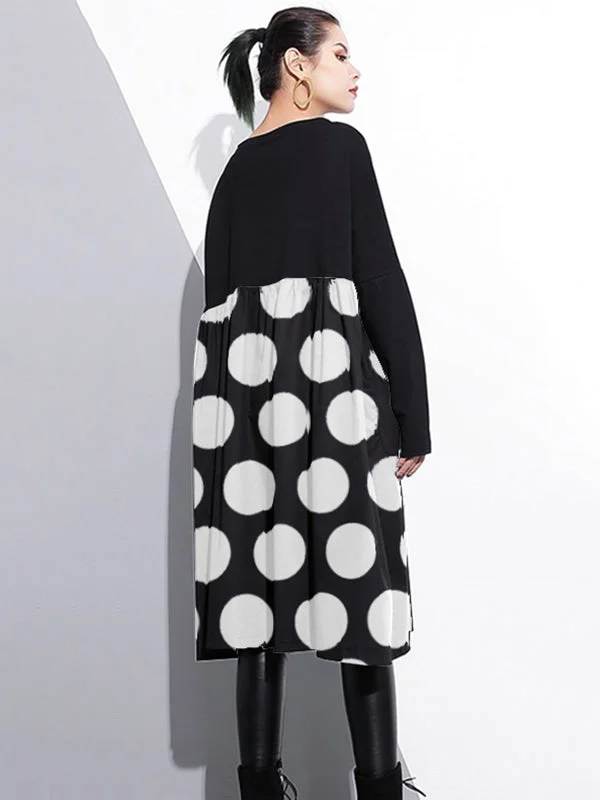 stylish black cotton shift dress plus size cotton clothing dress Elegant high waist patchwork cotton dress